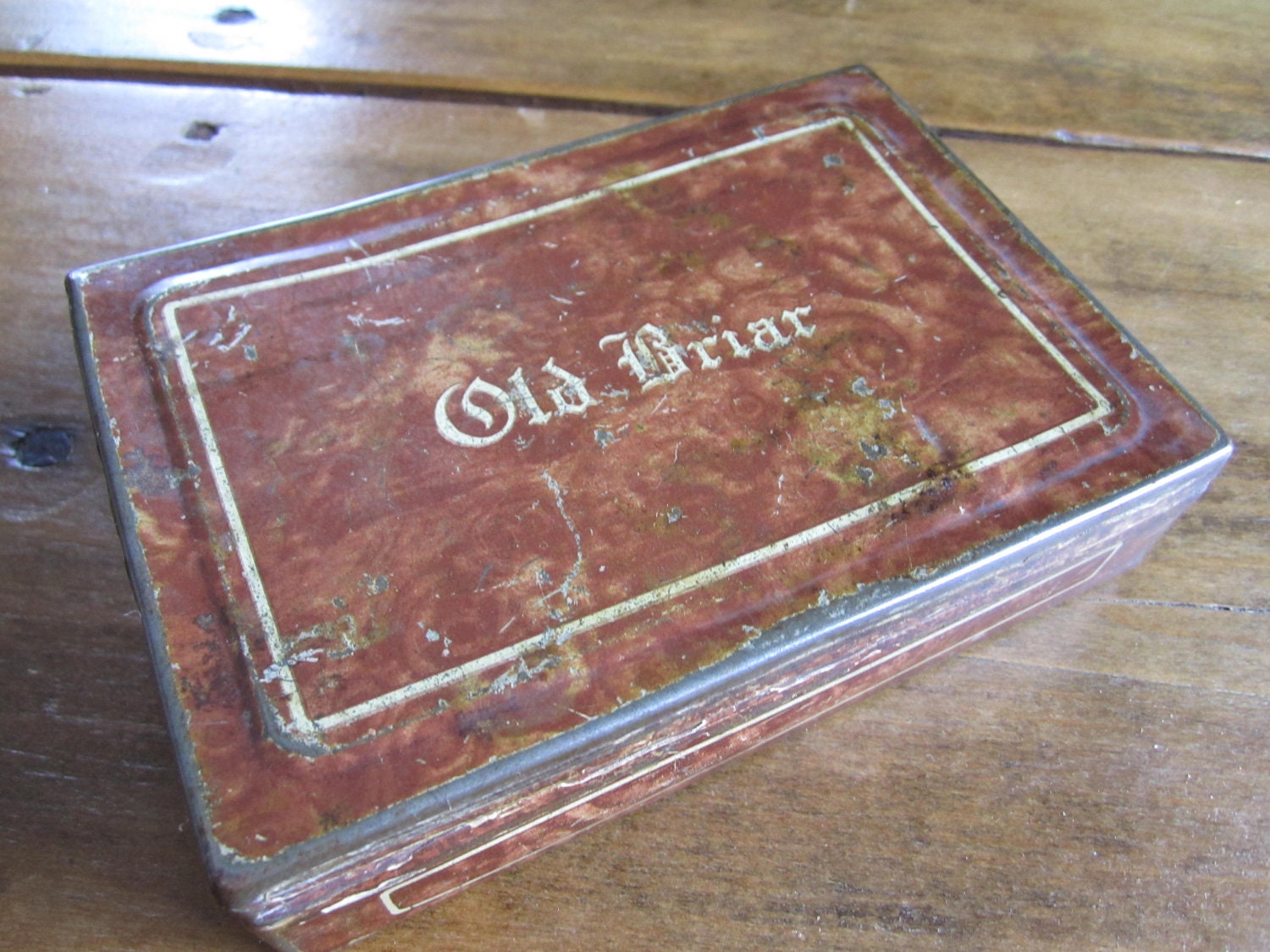 Vintage Old Briar Pipe Tobacco Tin Box Men by hyperboleVINTAGE