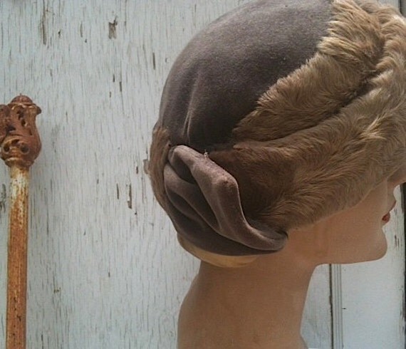 Spring summer mom mad men graduation vintage boho fur velvet chic brown tan wedding bride party wedding magnolia shabby retro madmen hat