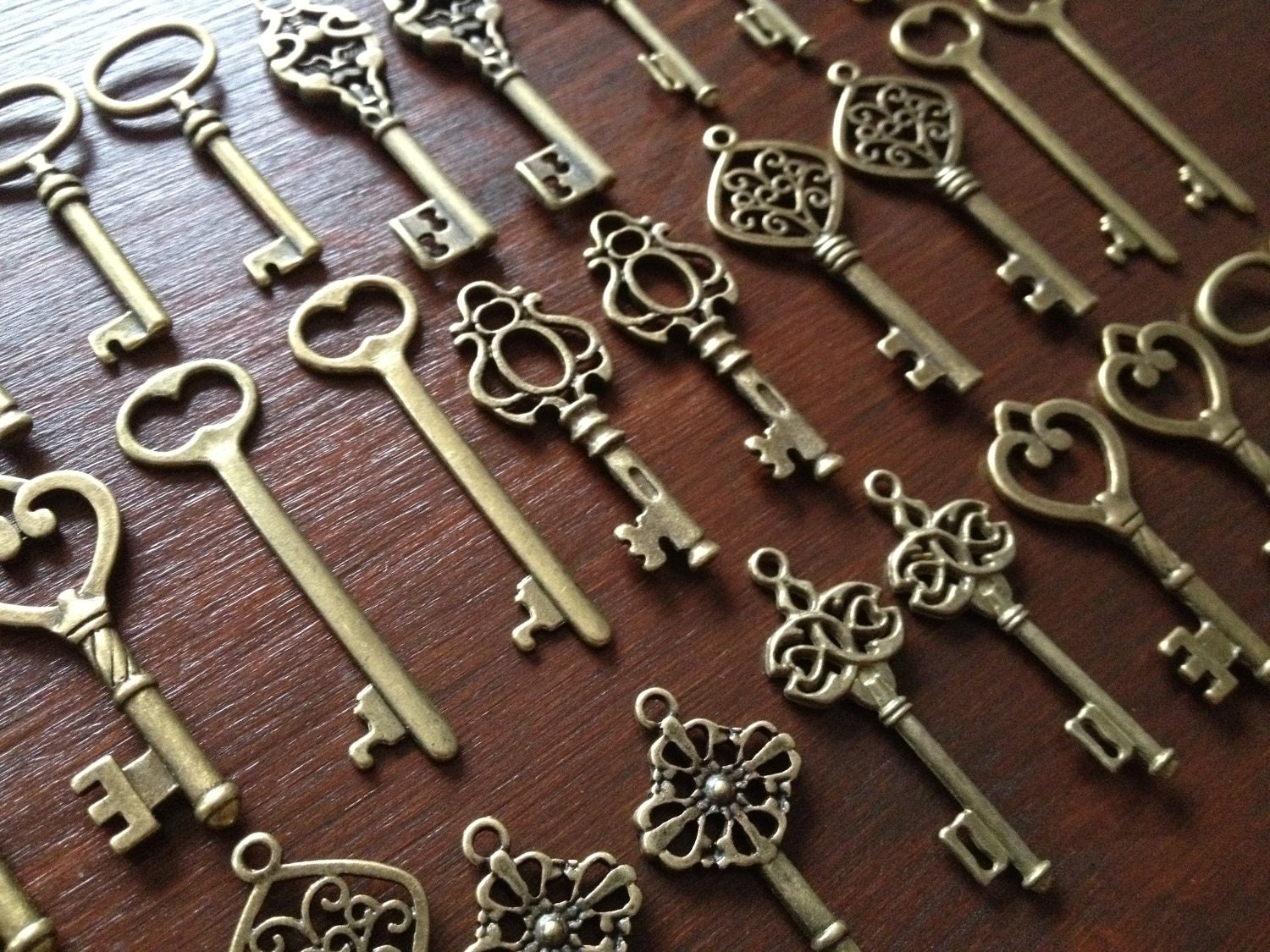 Keys to the World - Skeleton Keys - 30 x Vintage Keys Antique Bronze Brass Skeleton Key Skeleton Keys Set