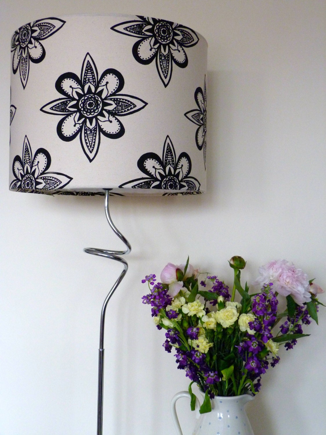 Lamp Shade Handmade Hand Screen Printed Lampshade Star Burst Design 40cm diameter