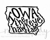 Iowa the Hawkeye State - White Background - 8x10 Illustrated Print by Mandipidy