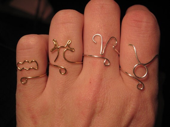 Wire Wrapped MADE to ORDER Zodiac Sign Ring by 1ofAkinds on Etsy