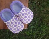 Baby Shoes for Girl in Purple and Cream Modern Flower Print - Custom Sizes 0-24 months by little house of colors