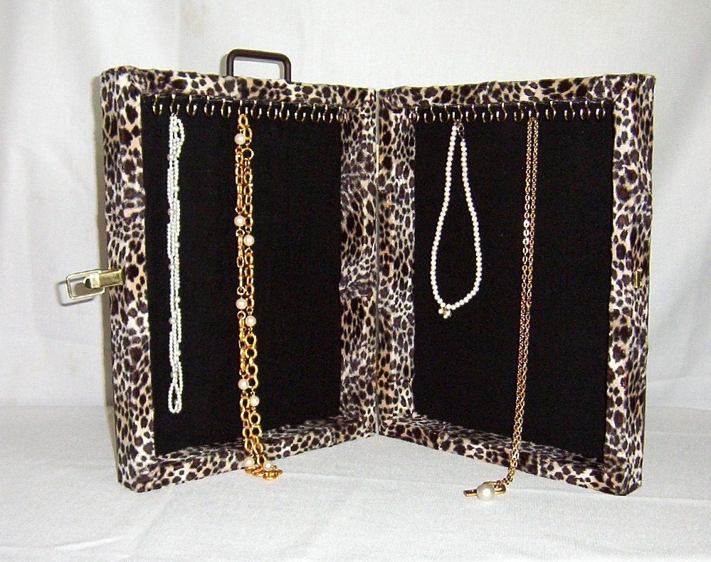 Craft Show Display Case Jewelry Cabinet for Necklaces Leopard Print