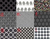 Custom Crib Bedding - Grey, black and White set