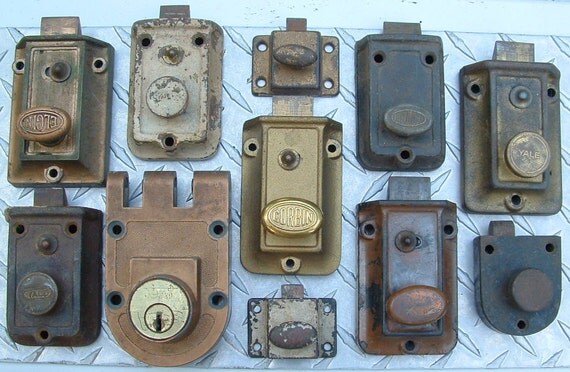 Old Vintage Door Lock Dead Bolt Hardware Lot of by beneaththerust