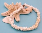 Vintage Beach Anklet, Puka Shells, White Seashell Chips, 1970s Hippie Boho Chic, Nature Ocean, Summer Jewelry