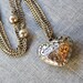 Vintage Pendant Necklace, Silver Puffy Heart, Repousse Floral Leaf, Silver Beads, Multi Strand Chain, 1970s Romantic Nature Jewelry