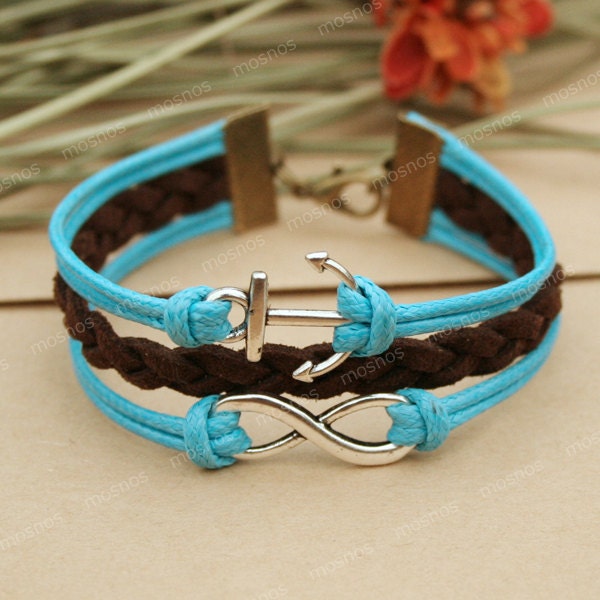 Infinity bracelet- blue anchor bracelet with infinity for friends, gift for boyfriend, girlfriend