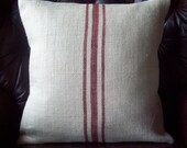 Burlap Pillow Cover 20 x 20 - Grain Sack Pillow Cover - Decorative Pillow -  Hand Painted Stripes - Choose Your Colors