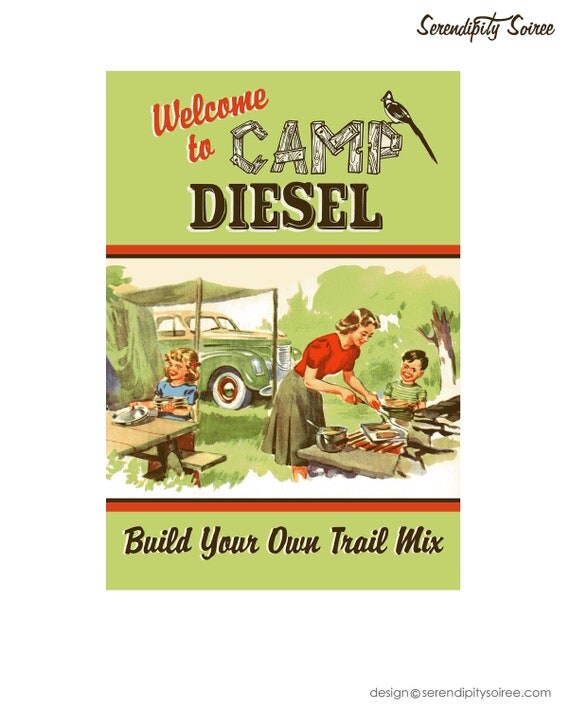 Vintage Camping (Happy Trails) - Custom 4X6 Dessert/Party/Table Sign - Camping party Il_570xn