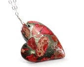 Heart necklace: love necklace natural stone, red Valentines necklace, pink jewelry gift for girlfriend wife anniversary