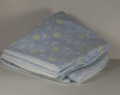 large baby blanket double sided moon and star  motif, soft cozy white flannel on back