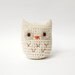 Unbleached Cotton Crochet Amigurumi Owl - Beige, Cream, Off White Owl Stuffed Doll - MADE TO ORDER