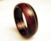 Wood Band Ring - Offset Mahogany Veneer Within Cocobolo