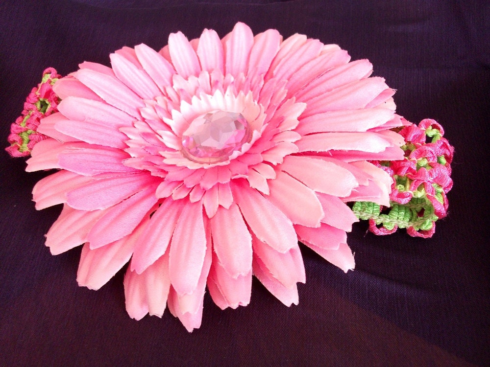 Pink Newborn Infant Flower Headband - Pink Flower Headband - Newborn Photo Prop