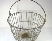 Vintage Wire Egg Basket Rustic Farm Patina Farmhouse :2