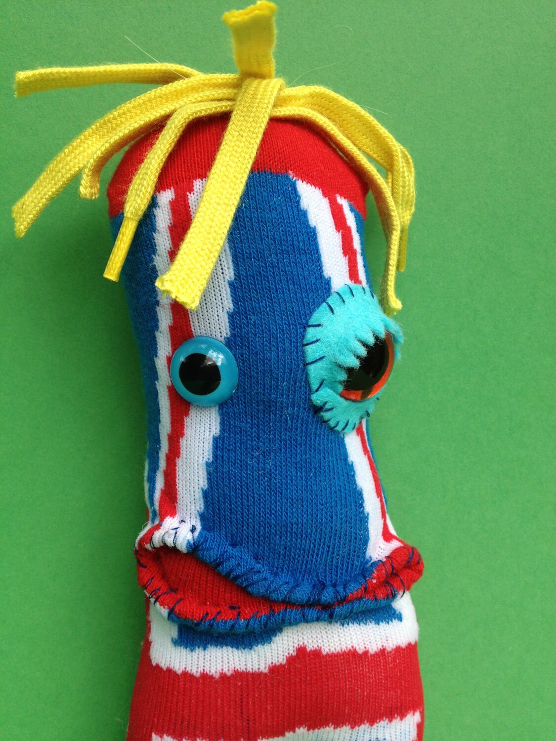 Sock Monster-Union Jack- British Olympics-GB London Olympics 2012- steampunk plush.