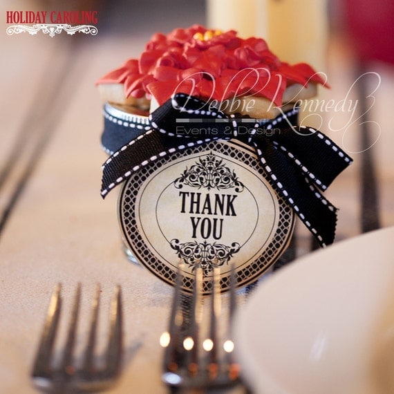 Holiday Caroling Christmas Party Ornament Thank You Tags - DIY Printable - Print it Yourself Il_570xn