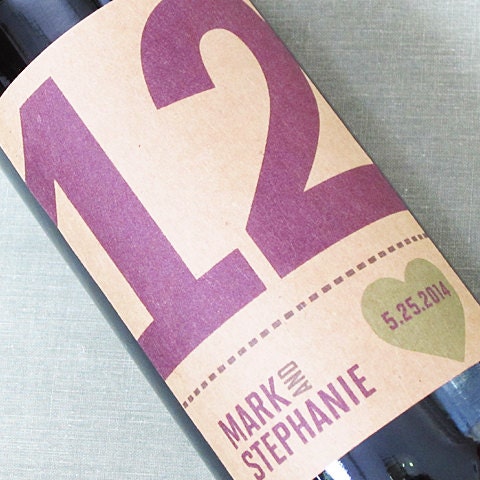 Kraft Wine Label Table Number with Heart. set of 12
