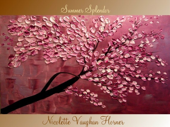 ORIGINAL Large gallery wrap canvas- impasto abstract floral painting Summer Splendor by Nicolette Vaughan Horner Free ship