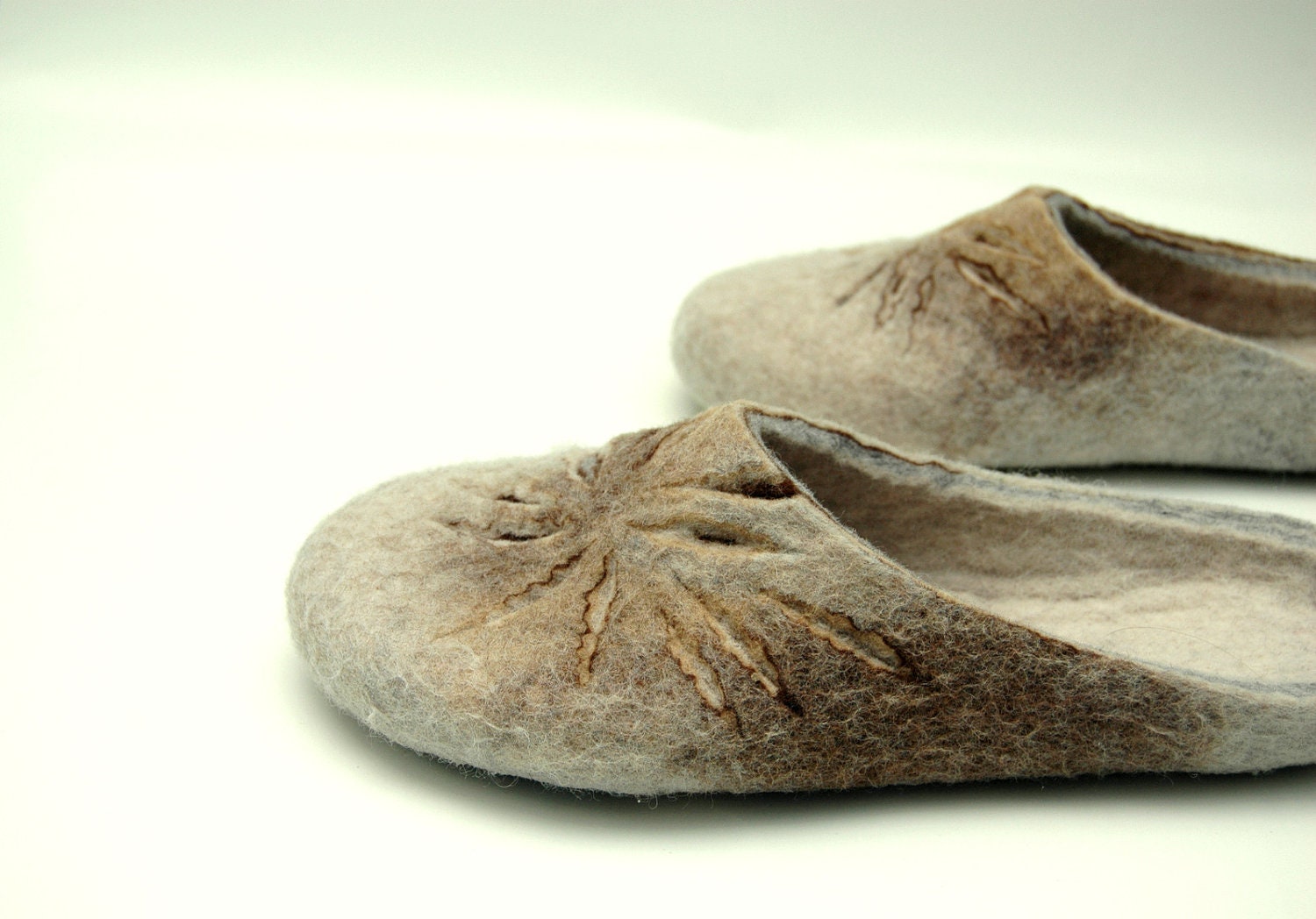 Hand felted slippers More Sand, Sun, Flowers