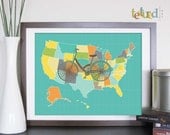 Bicycle Artwork- Bicycle and America, 12x16 Inches, customize to any size and color, Gift for cyclists, loft art