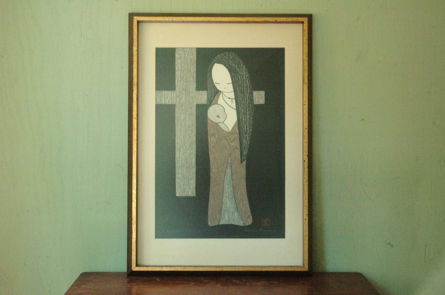Mid Century Modern Woodblock Art Print By Kaoru Kawano
