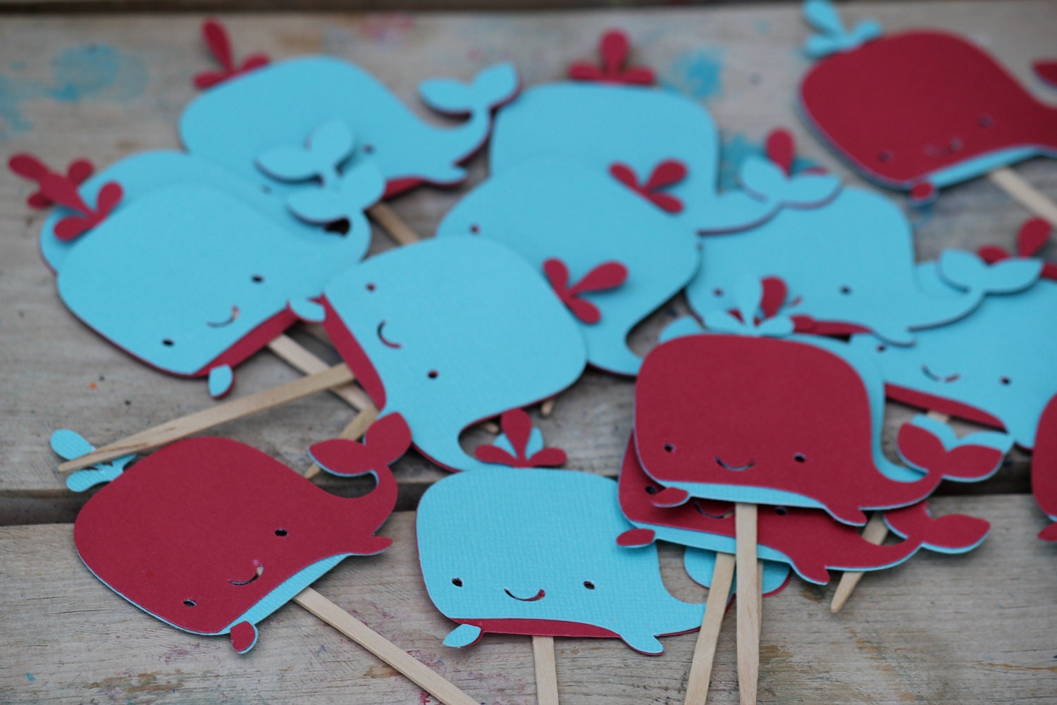 Whimsical Whale Cupcake Toppers Set of 12