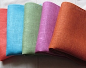 Linen Napkin Serviette Turquoise Blue Green Pink Purple Orange Brown Red set of 6 - Flax - 17.3" x 11.8"  size