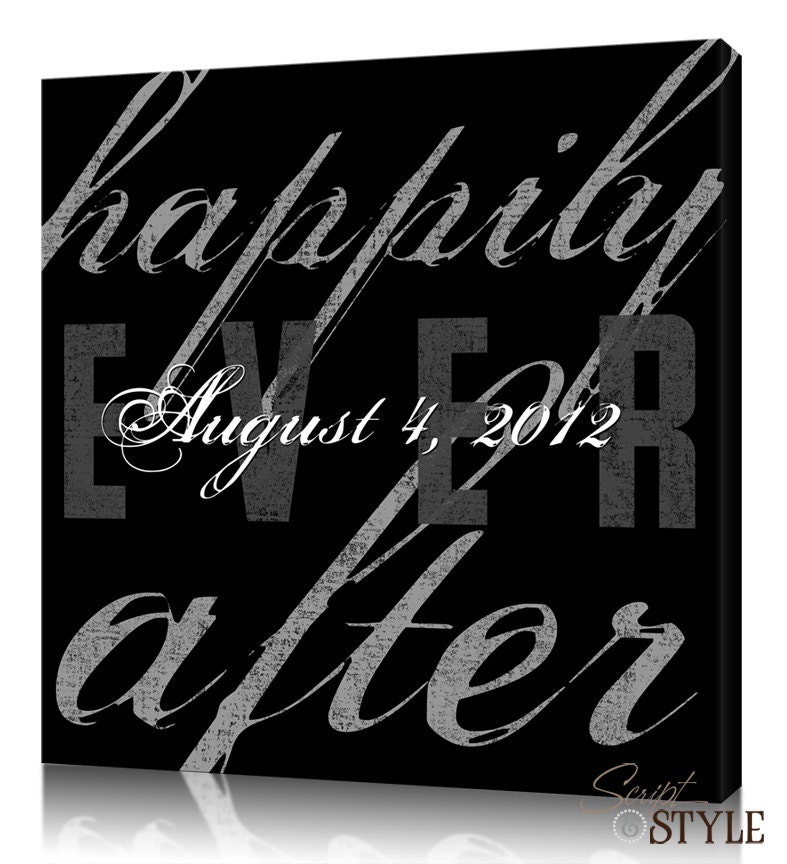Personalized Canvas Wall Art, Happily Ever After, Customize with Names or Established Date