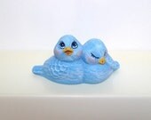 Ceramic miniature bluebirds - Cute Luv Bluebirds