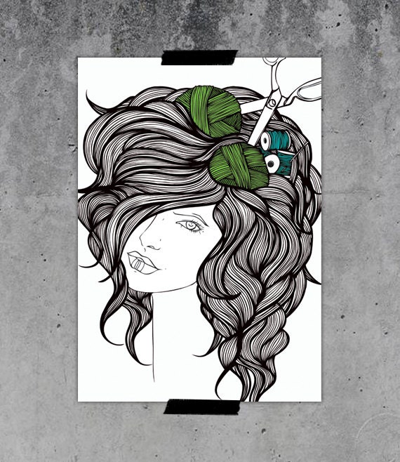 Crafting is the new black - A4 Print - D.I.Y sewing knitting print