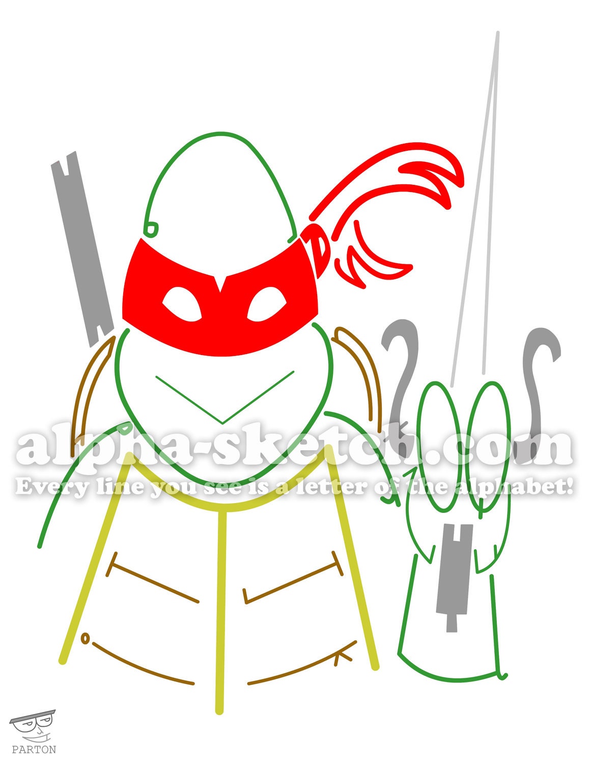 Items similar to Teenage Mutant Ninja Turtles Alphabet Drawing on Etsy