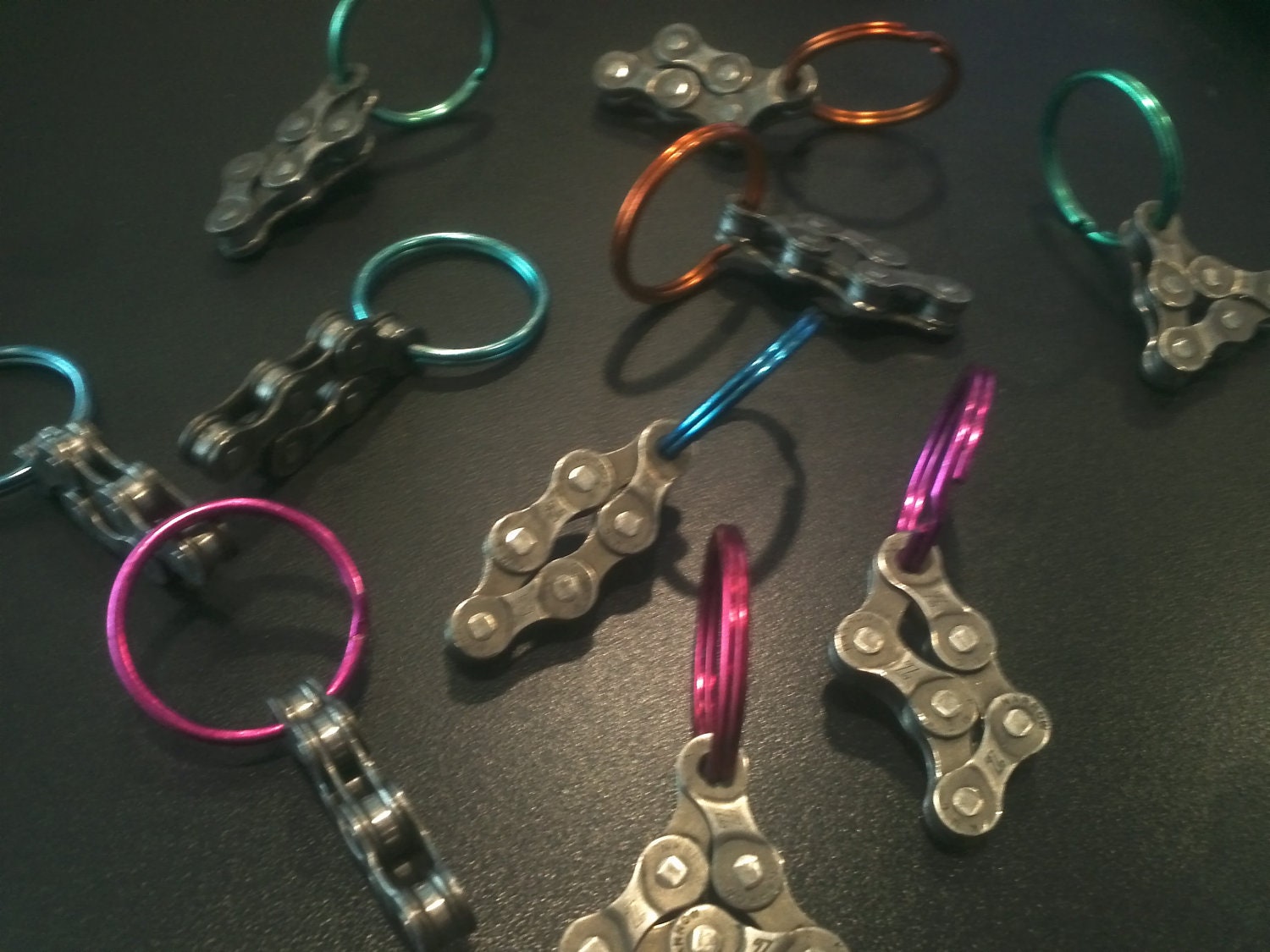 Bicycle Chain Key Chain -Reclaimed Material, bicycle gift, Unique colorful BEST CYCLIST GIFT, bicycle lover, Wedding Favor Earth Friendly