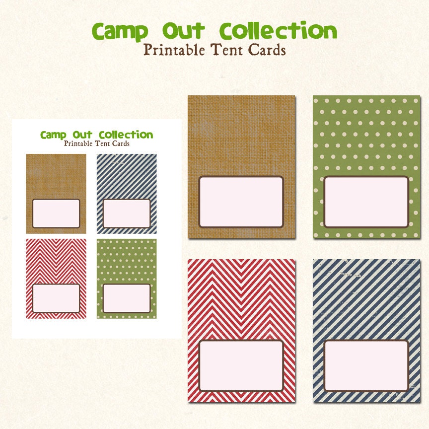 CAMP OUT BIRTHDAY - Printable Tent Cards - Libby Lane Press Il_570xn