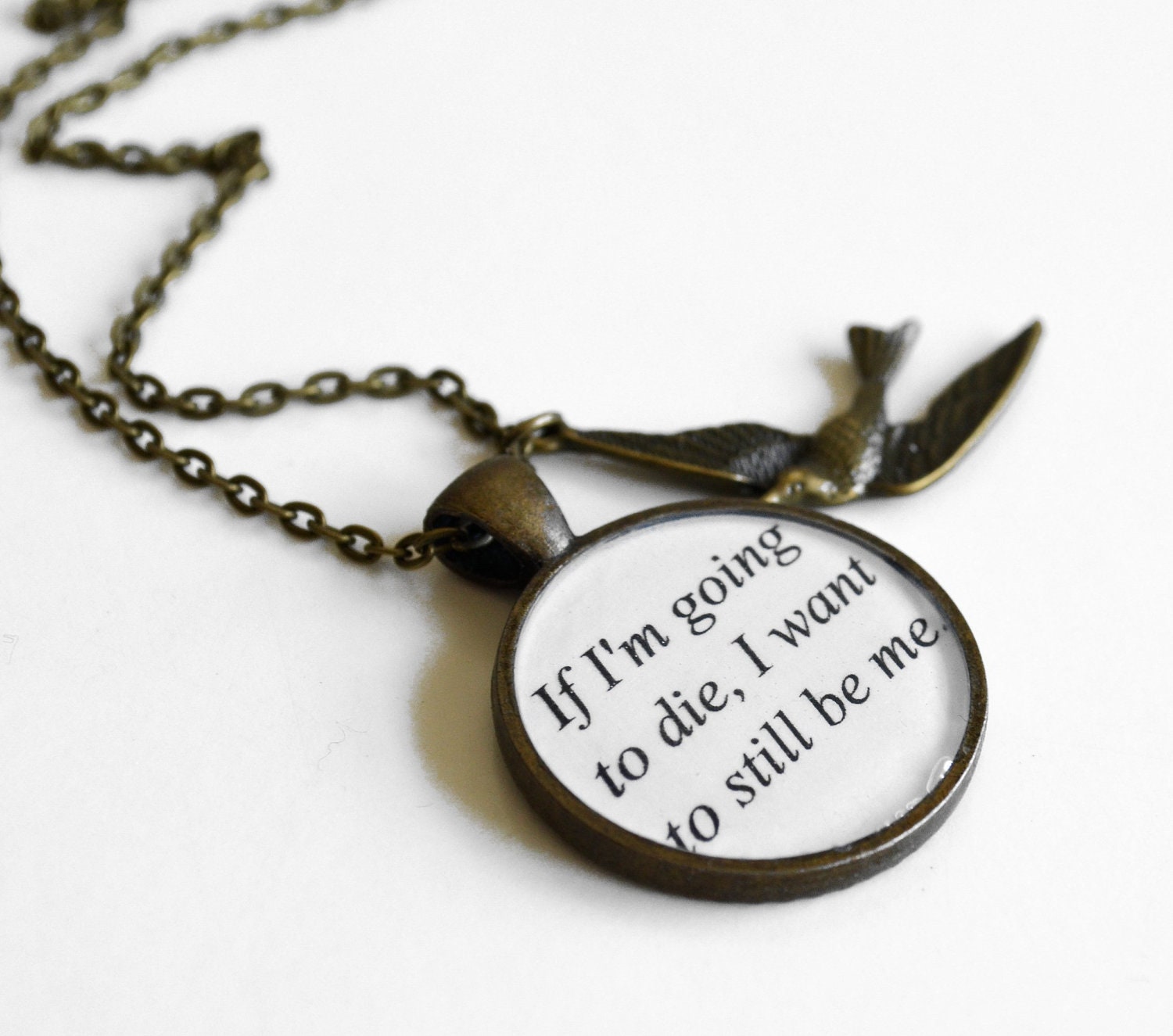 Hunger Games SPECIAL Debut- Peeta Quote Pendant Necklace- If I'm going to die, I want to still be me