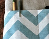 11 inch laptop Macbook Mac book Air Cover Padded Case Sleeve - Linen with Village Blue Chevron Zig Zag Fabric Pocket