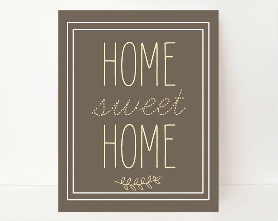 Modern Rustic Wall Art Print Gray Charcoal 8x10 Home Sweet Home Art Print