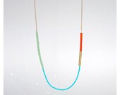 Beaded Colorblocked Necklace in Seafoam Green, Coral and Turquoise, The Bellatrix