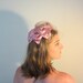 Vintage Pink Satin 60s Hat with Peach Veil and Rhinestone Accents
