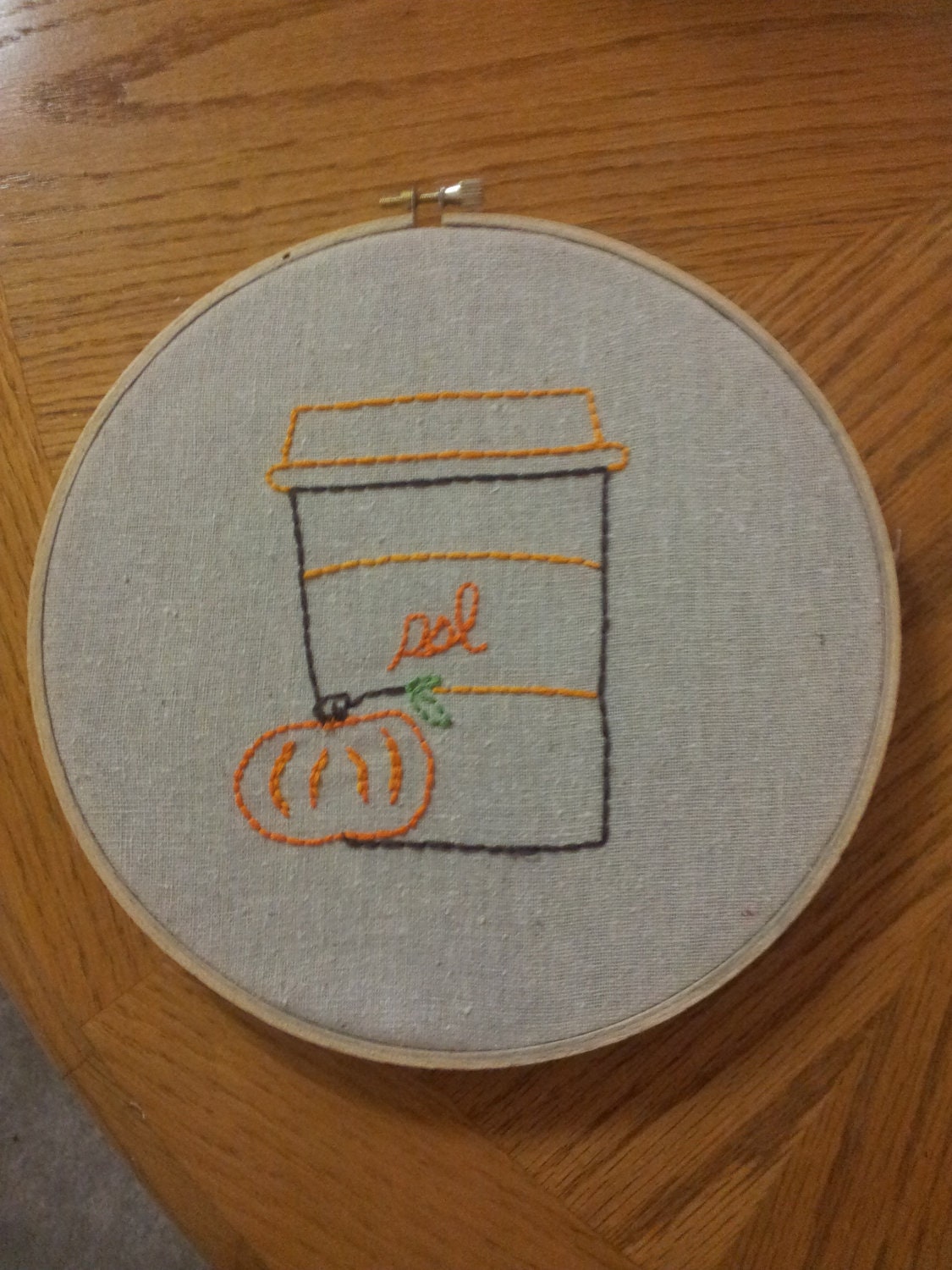 Pumpkin Spice Latte 8in Embroidery Hoop
