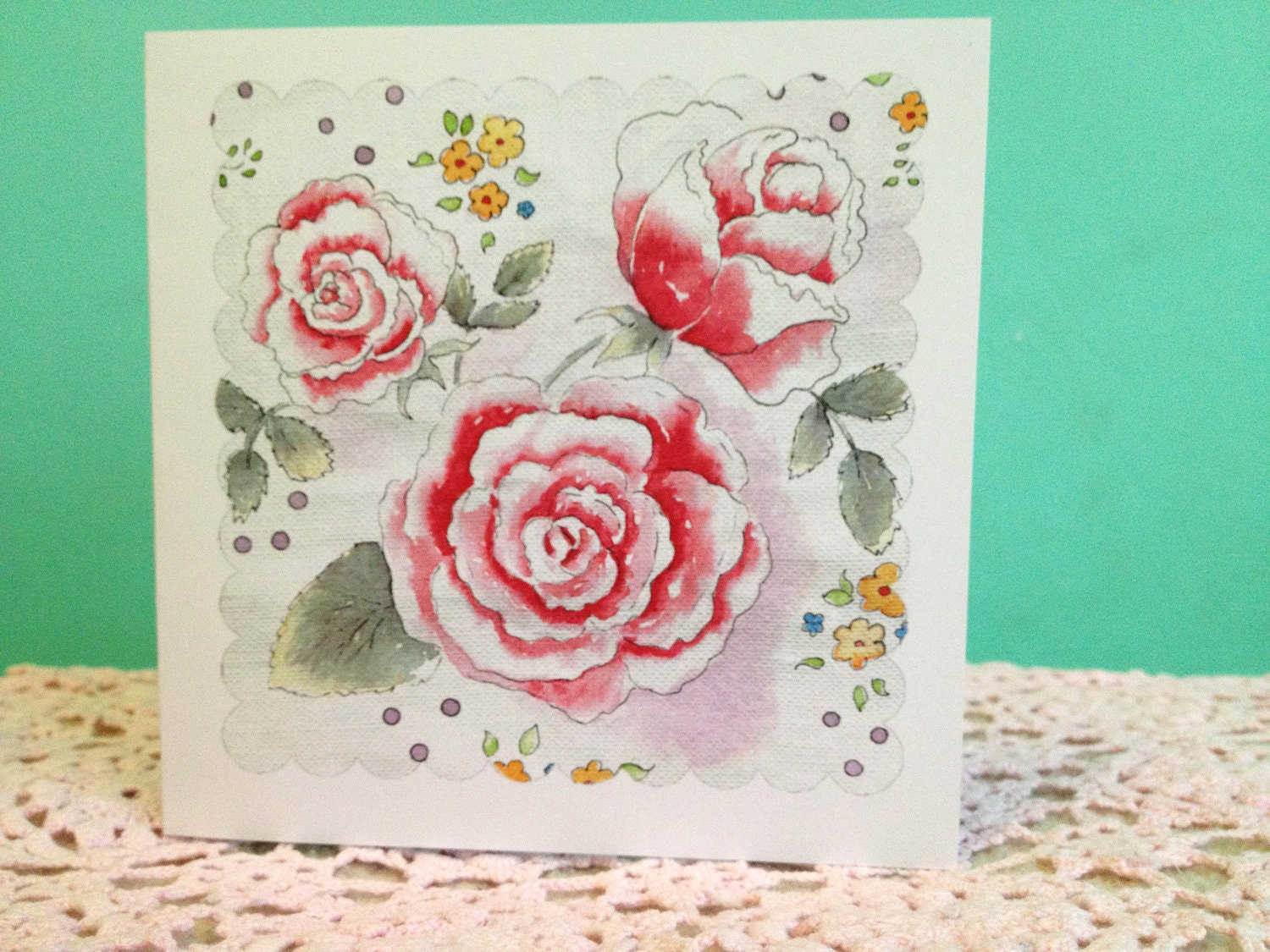 Rose Greeting Card in Vintage Style for birthday or special occasion