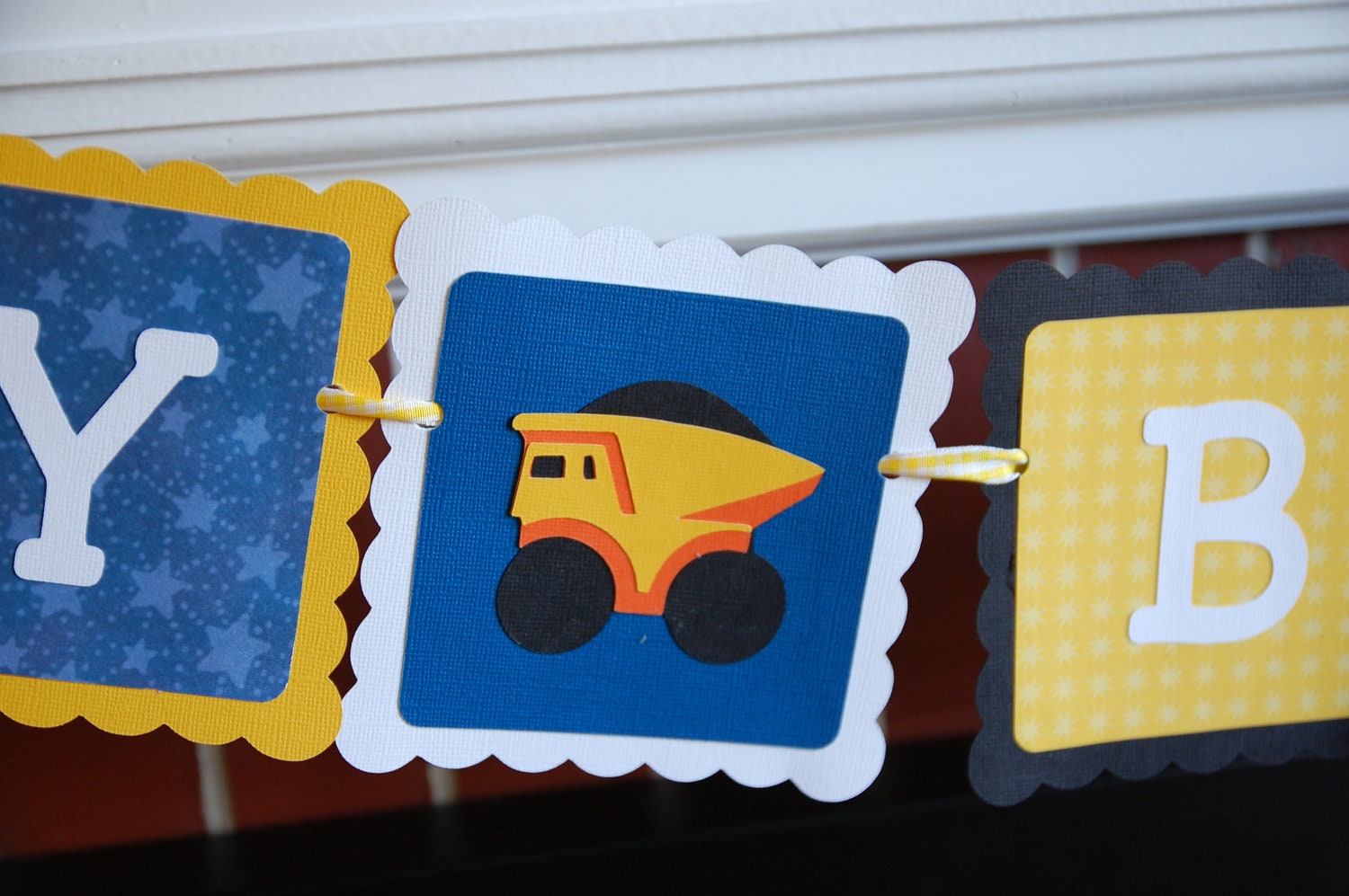Dump Truck Happy Birthday Banner, Construction Theme, Construction Birthday, Royal Blue Yellow Black