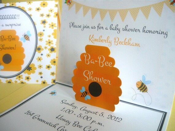 Bumble Bee Invitation, bee invitation, bumble bee pop up invitations, bumble bee birthday invitations, bee invitations, bumble bee birthday Il_570xn