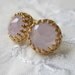 Chalcedony stud earrings, 18k gold post earrings, Lavender Purple rose cut chalcedony, Vintage earrings, Bridesmaid gifts, Bridal earrings