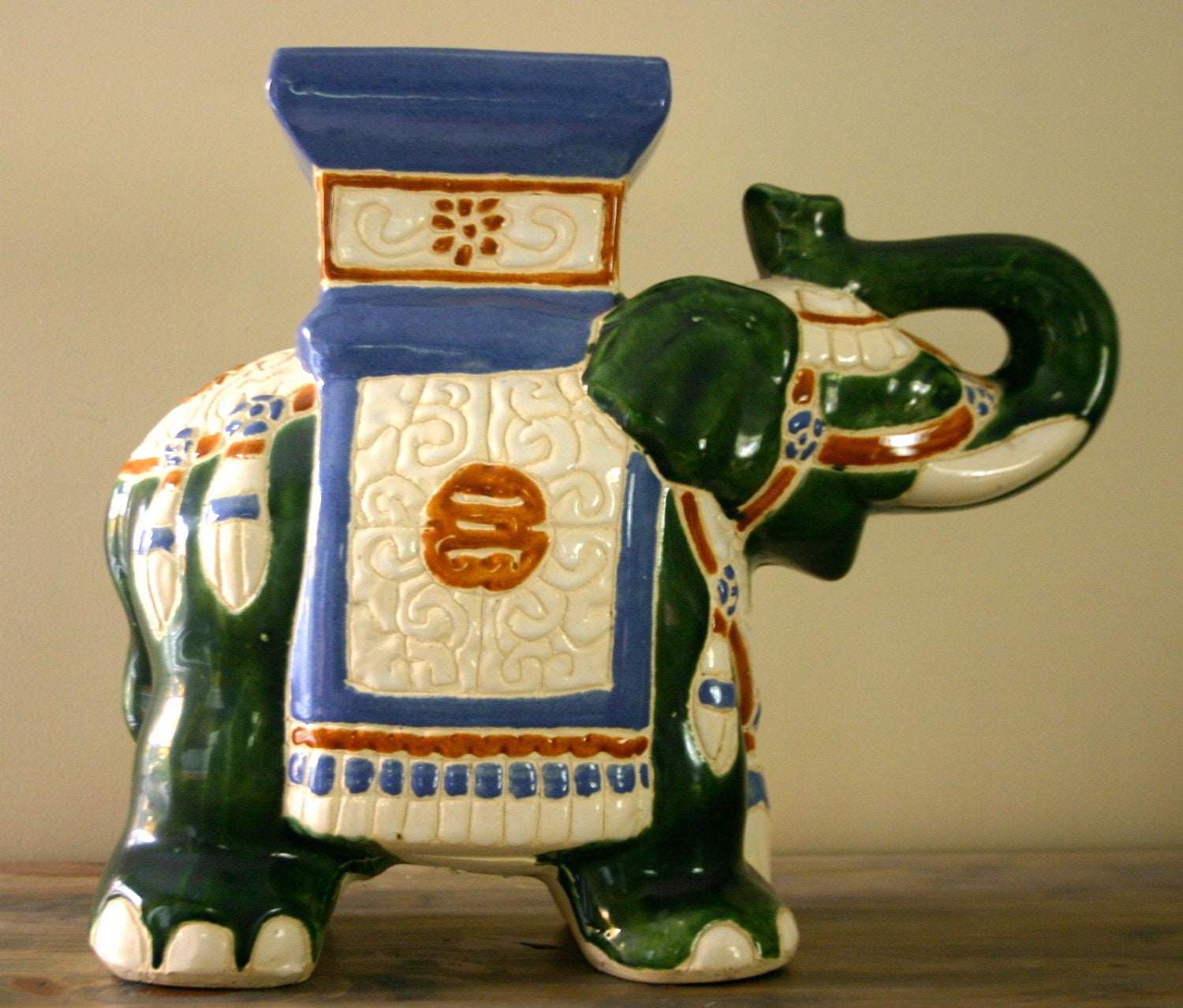 Vintage Ceramic Elephant Plant Stand
