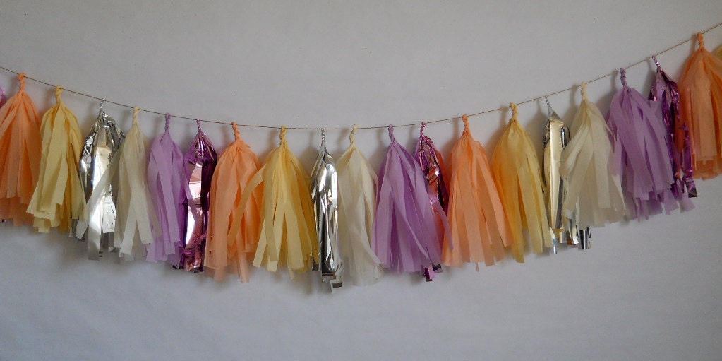 Lilac Peach and Vanilla Tassel Garland