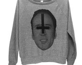 SataNic Nicolas Cage WOMENS American Apparel Raglan Sizes S, M, L