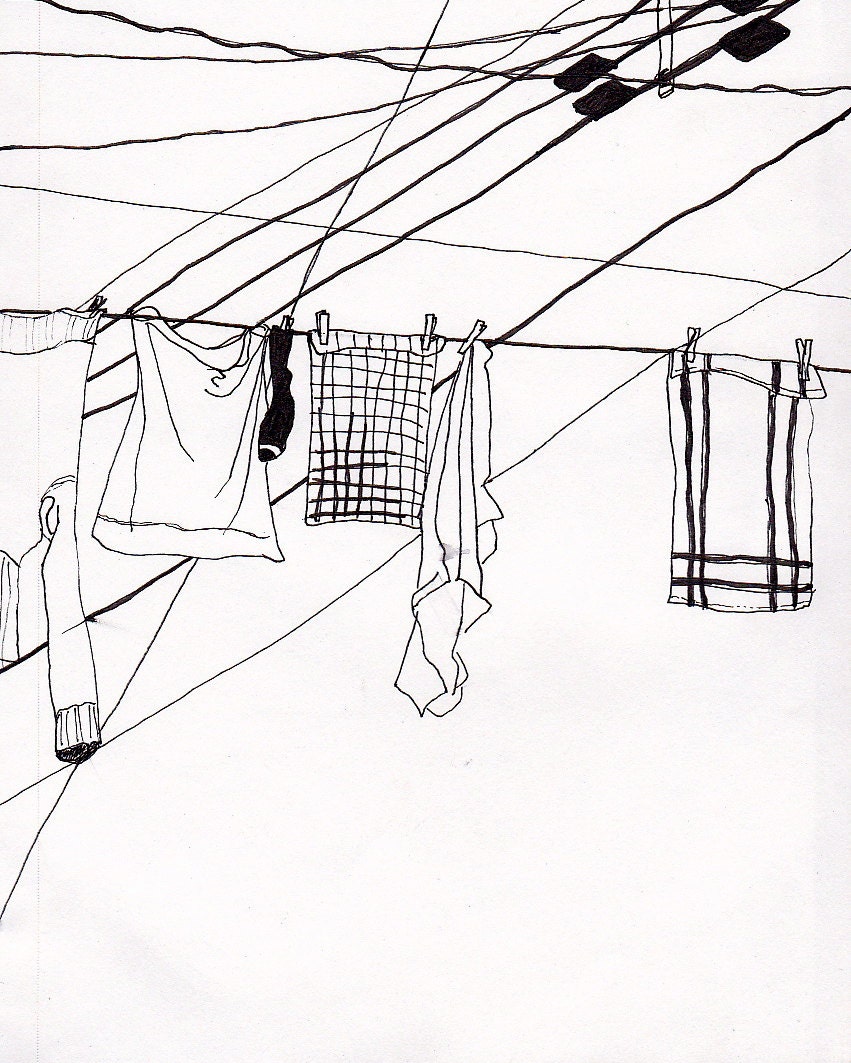 Laundry on a Clothesline - 8x10 art print